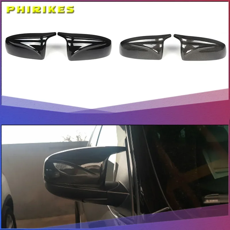 

2pcs Rearview Excellent Side Wing modified Bright black Carbon Fiber Pattern Mirror Cover caps For BMW X5 E70 X6 E71 2008-2013