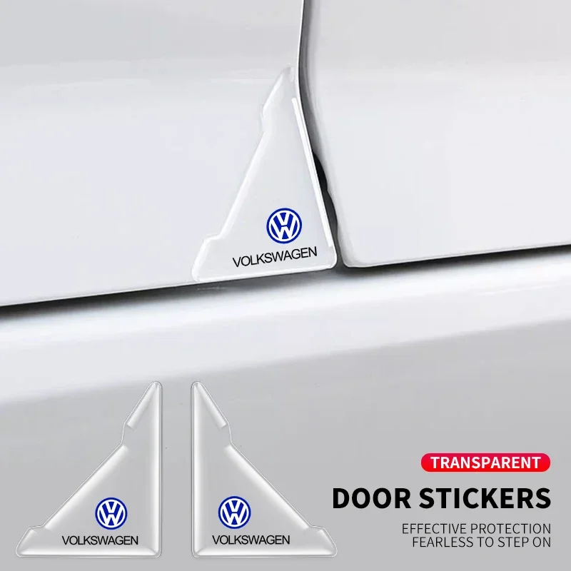 2Pcs Car Styling Door Corner Protector Silicone Bumper Sticker For Volkswagen CC R-Line GTI T5 Golf T-ROC R Polo GTD Bora Arteon