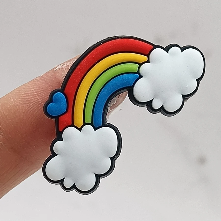 Novelty Colorful Rainbow PVC Shoe Charms Accessories Funny DIY Shoes Upper Pins Decoration Sandals Buckle Kid X-mas Party Gift image 5