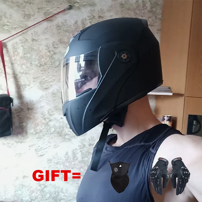 

Free Shipping2 Gifts Flip Up Modular Electric Full Face Motocross Helmet Motorcycle Helmets Dual Lens With Ear For Adults