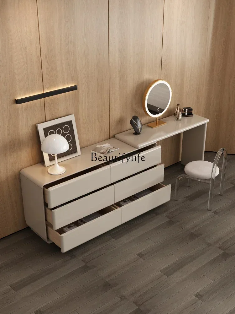 

06.Dresser, chest, integrated bed end, modern simple Italian water-based paint makeup table