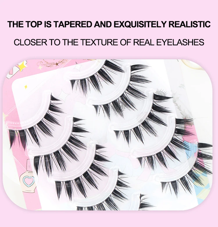 Neue Puppe Wimpern Verlängerung Natürliche Cat Eye Falsche Wimpern Cosplay Make-Up Cross Streifen Wimpern Handgemachte Manga Anime Lash – Detail 6