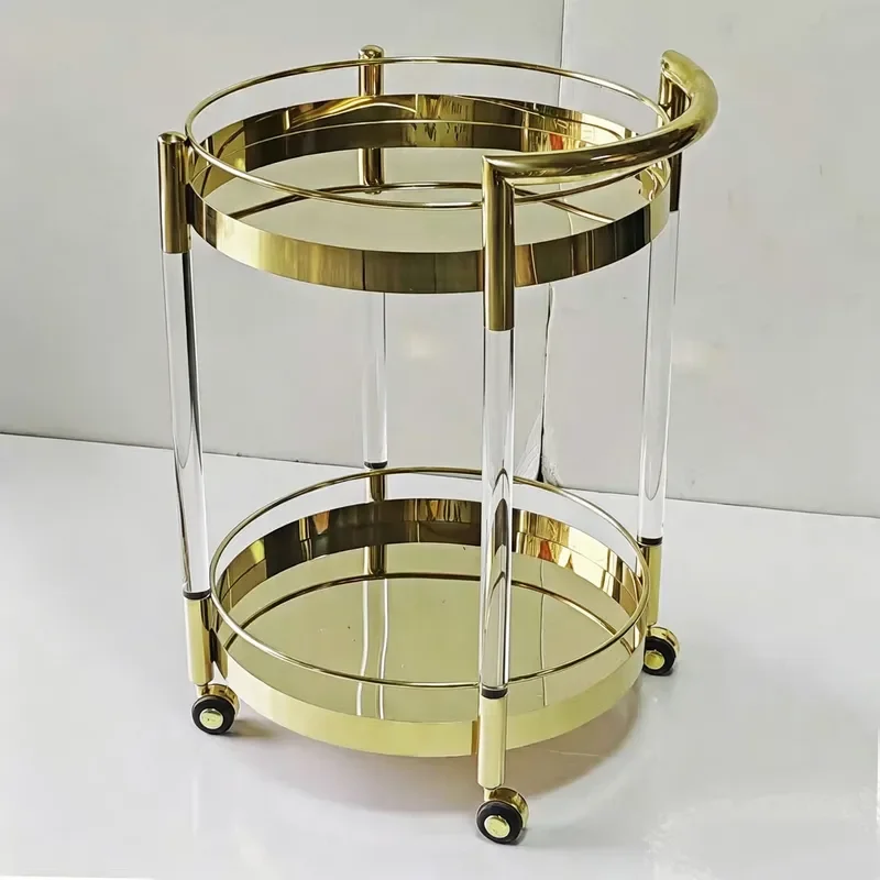 Mobile Serving Cart for Hotel Restaurant Dining Room Wine Cake Dim Sum Trolley Utility Food Beverage Service Tray Stand