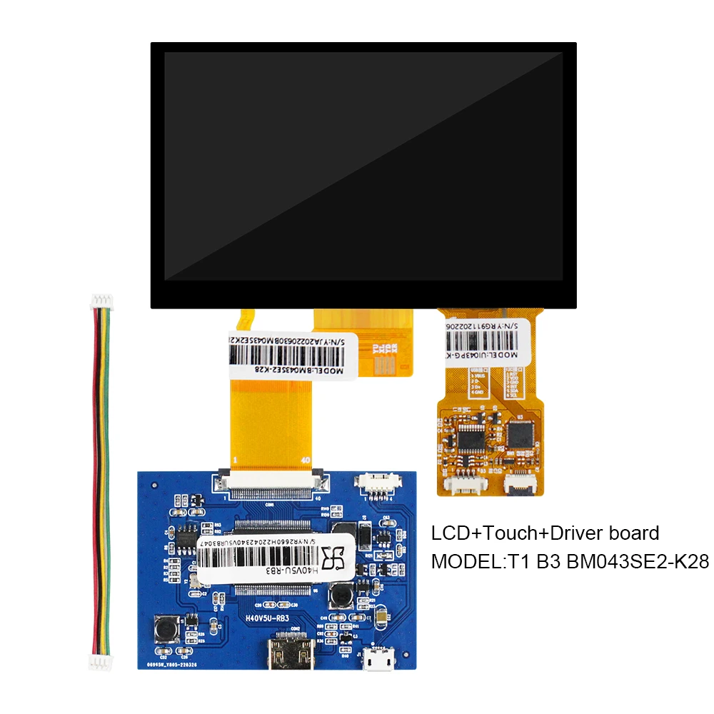 Écran LCD RGB multi-usages BM043SE2-K28 ", 40 broches, 480x272, luminosité 500, Angle de vision complet, Modules d'affichage, 4.3