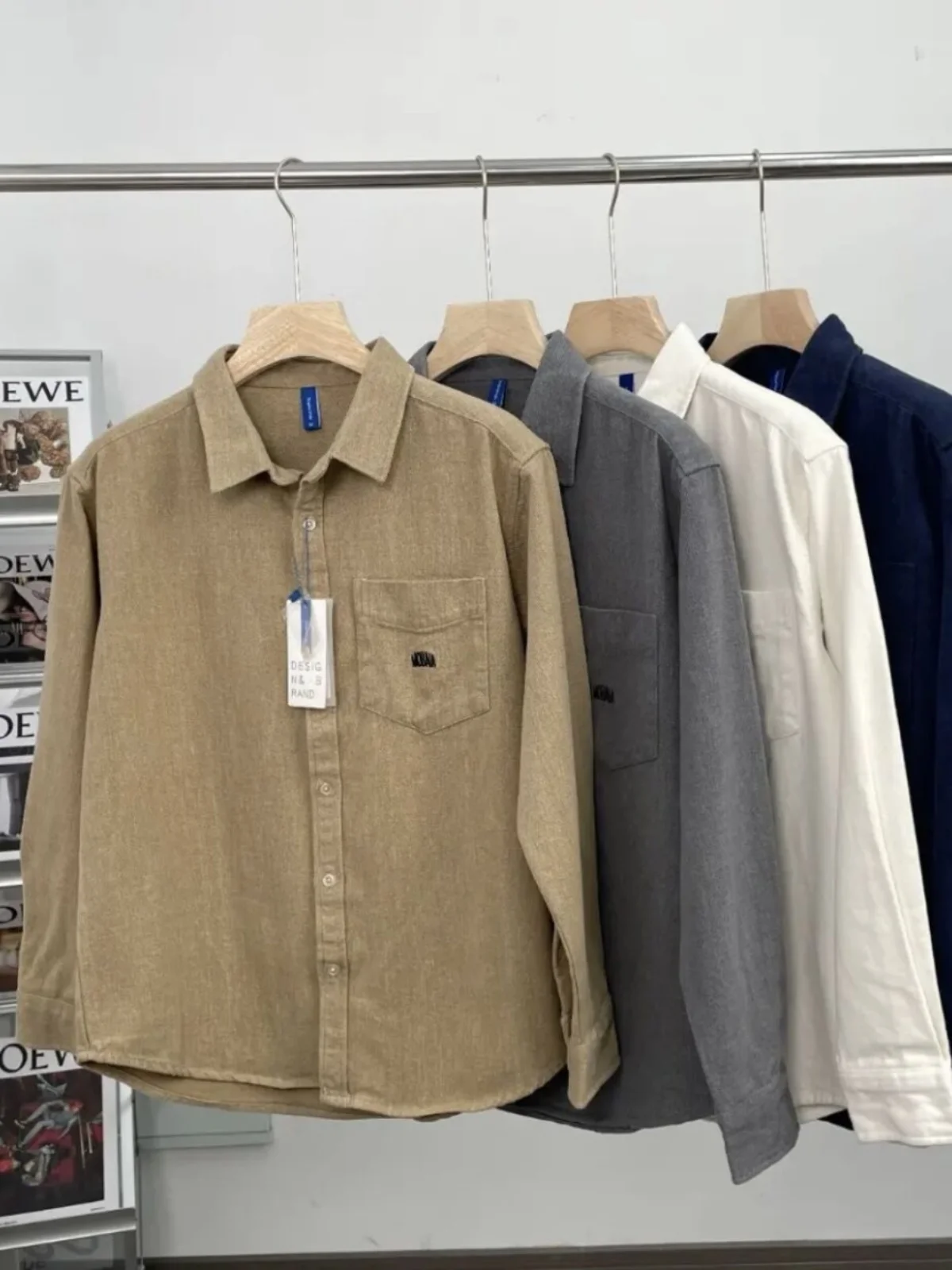 

Soft Waed Cotton Long Sve irt for Men Spring 2024 Loose Fit Pure Color Trendy Outerwear Comfortable Youthful Sle