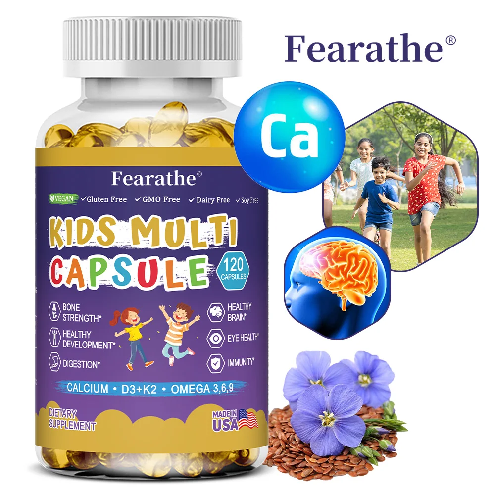 

Детские мульти-капсулы - с витаминами D3+K2, кальция - поддержка иммунитета, мозг, пищеварение, глаза и здоровье костей - веганский