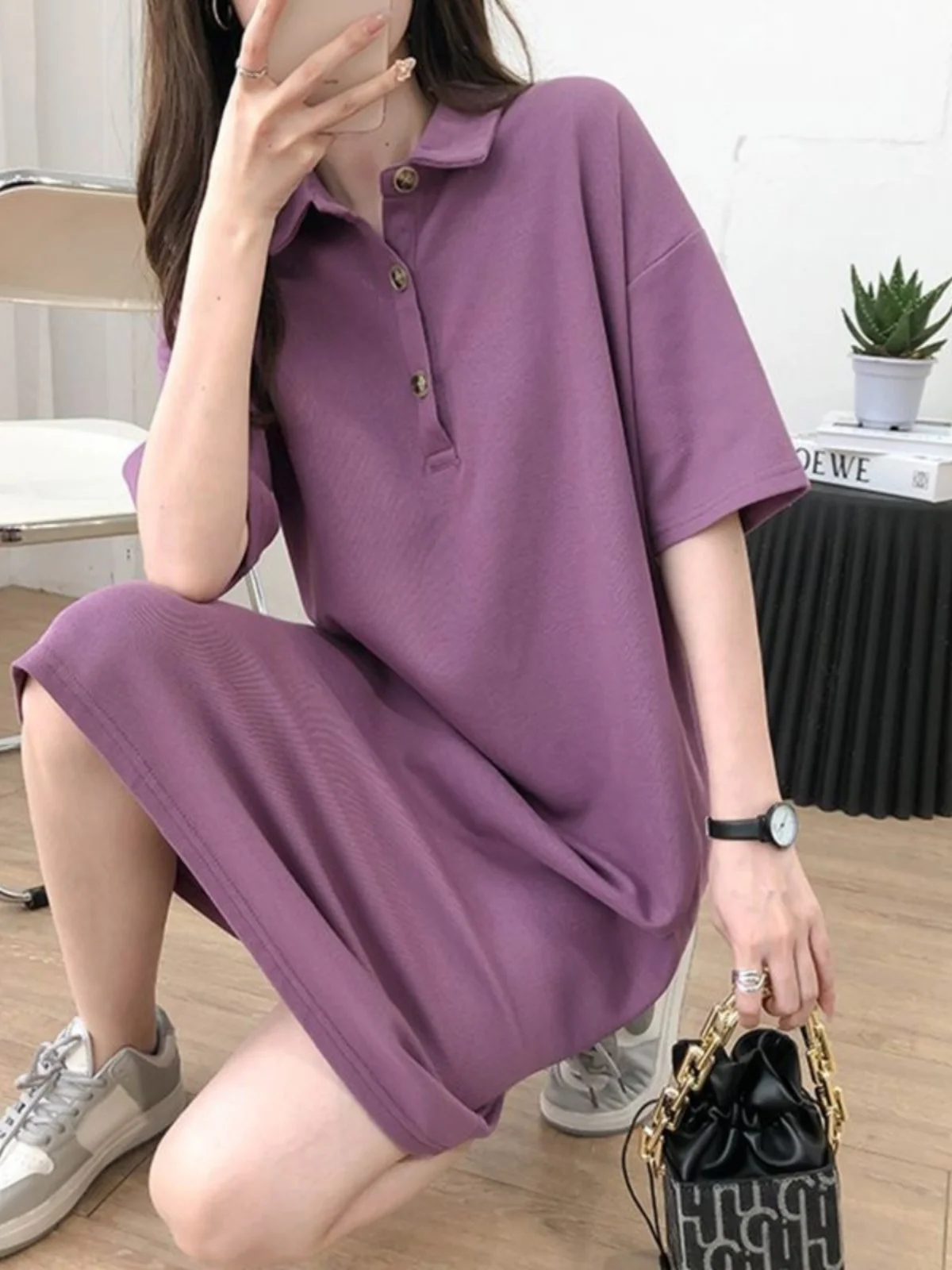 

Повседневная одежда средней длины с воротником больших размеров ort Sve Dr, женская свободная длина до колена, закрывающая живот, длинное Dr