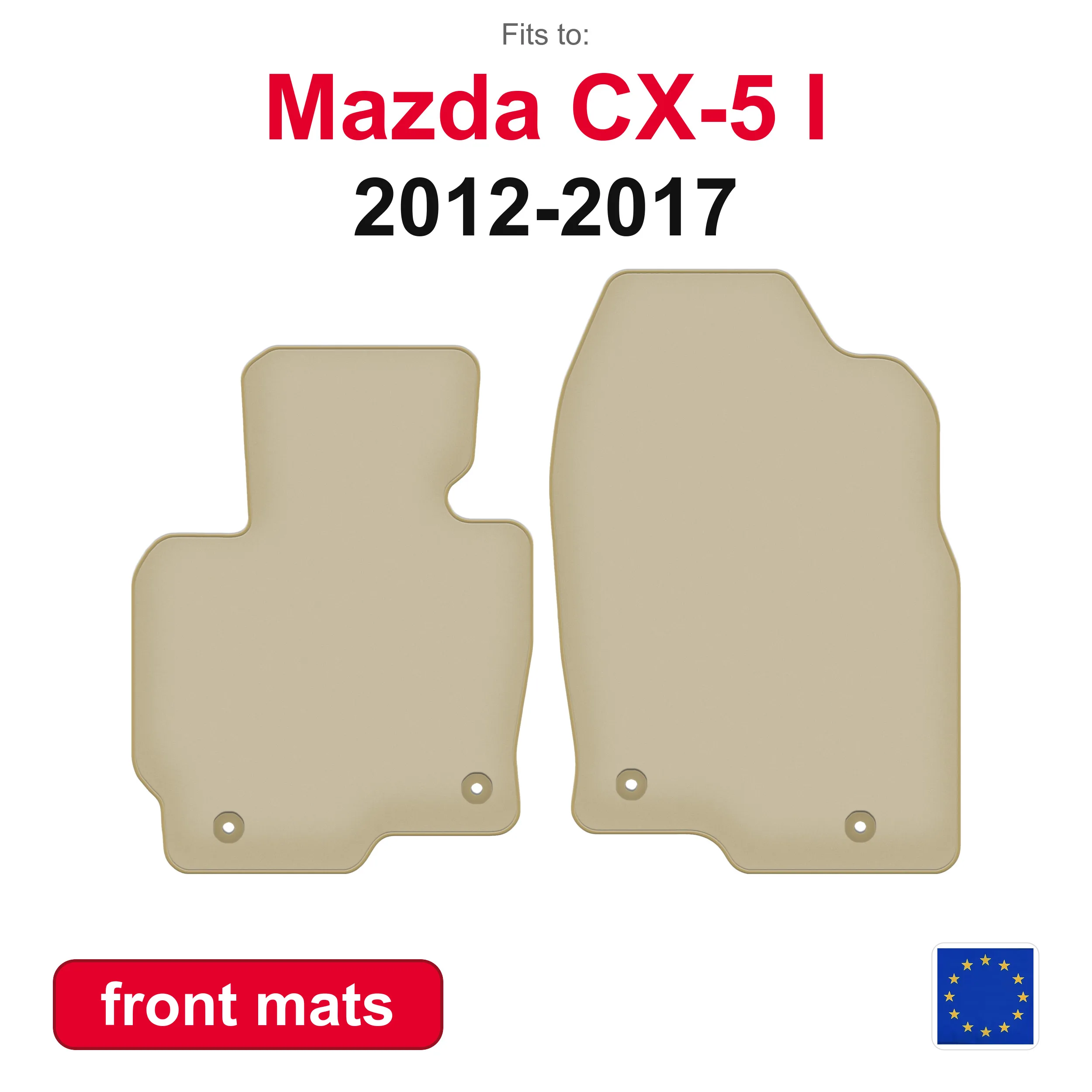 PREMIUM Auto-Fußmatten für Mazda CX-5 I SUV (2012-2017) - Beige 2-teiliges Set Vordere Autoteppiche Bodenmatten