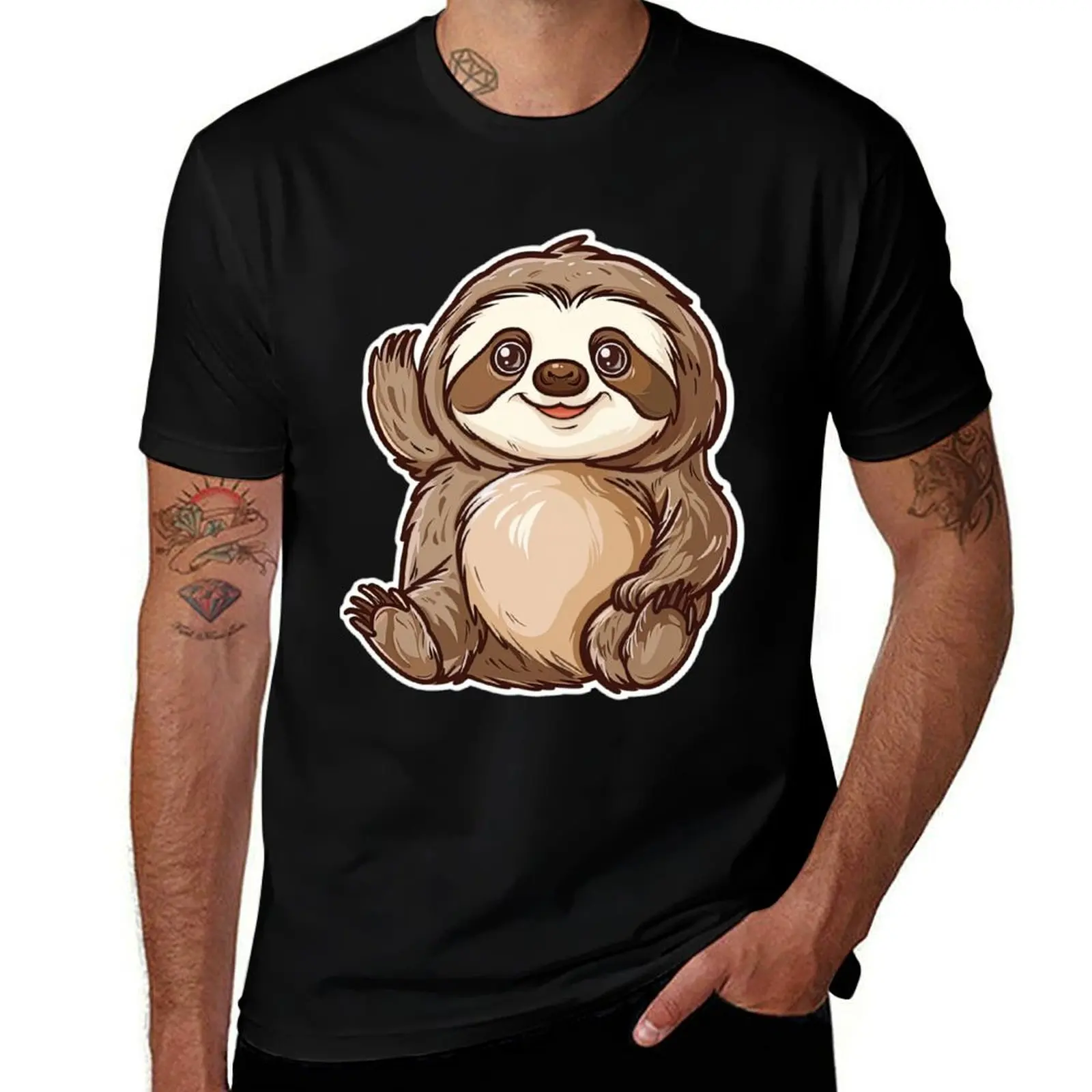 

Happy Sloth Cute T-Shirt Lightweight Cooling Short Sleeve Tee