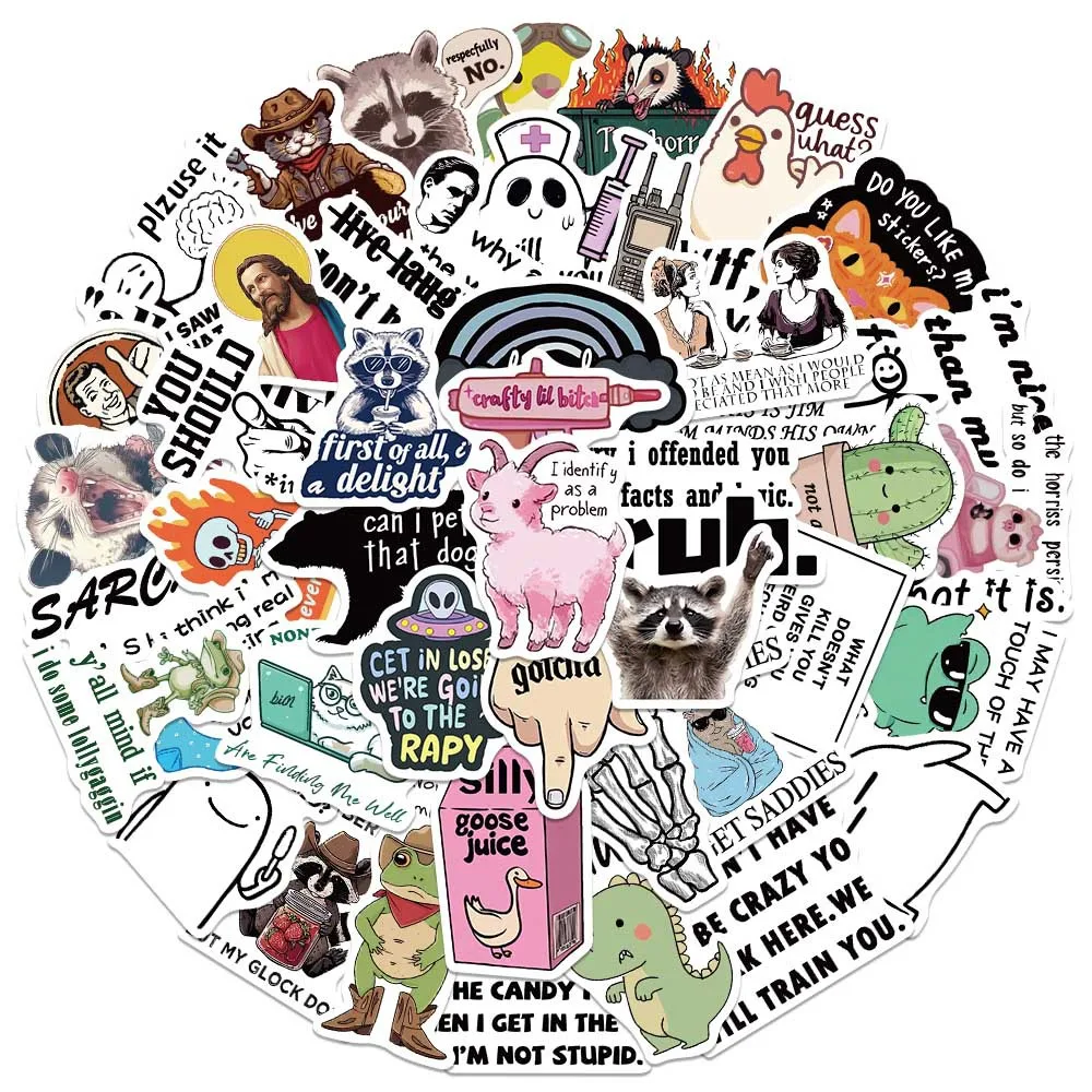 50 قطعة ملصقات حيوانات كرتونية مضحكة شارات ميمي للهاتف المحمول وحقيبة الكمبيوتر المحمول ولوح التزلج وملصقات مقاومة للماء #2