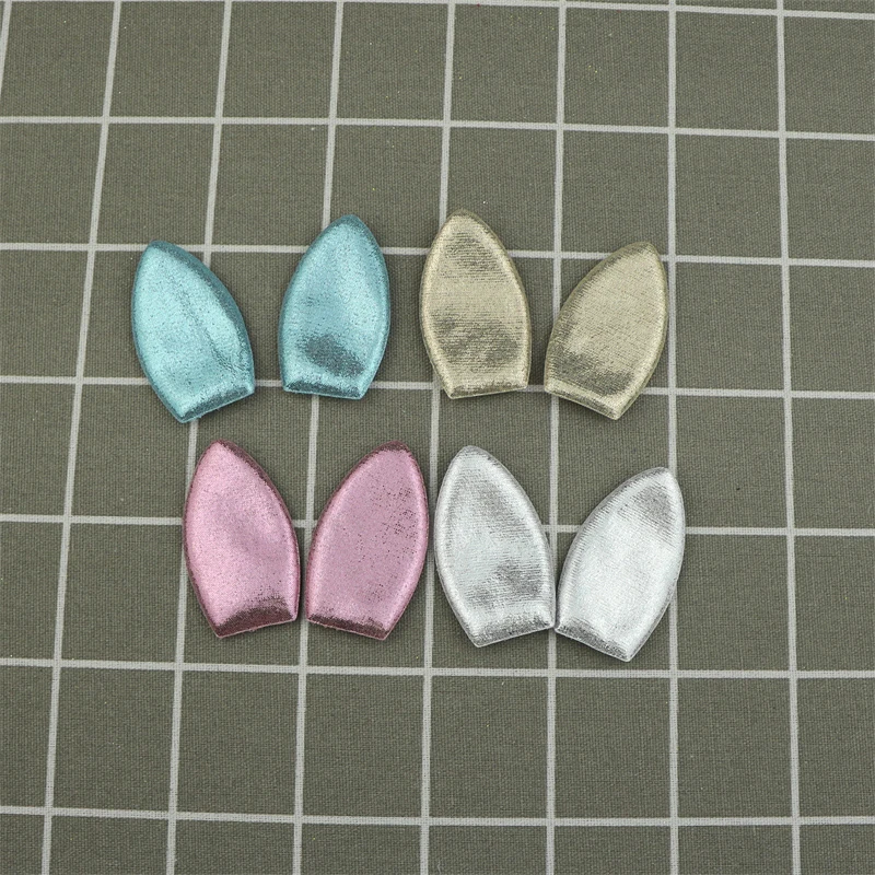 20Pcs Glitter Flannelette Rabbit Ears Padded Appliques Patches DIY Toy Clothes Sewing Handmade Materials Bows Hair Accessories