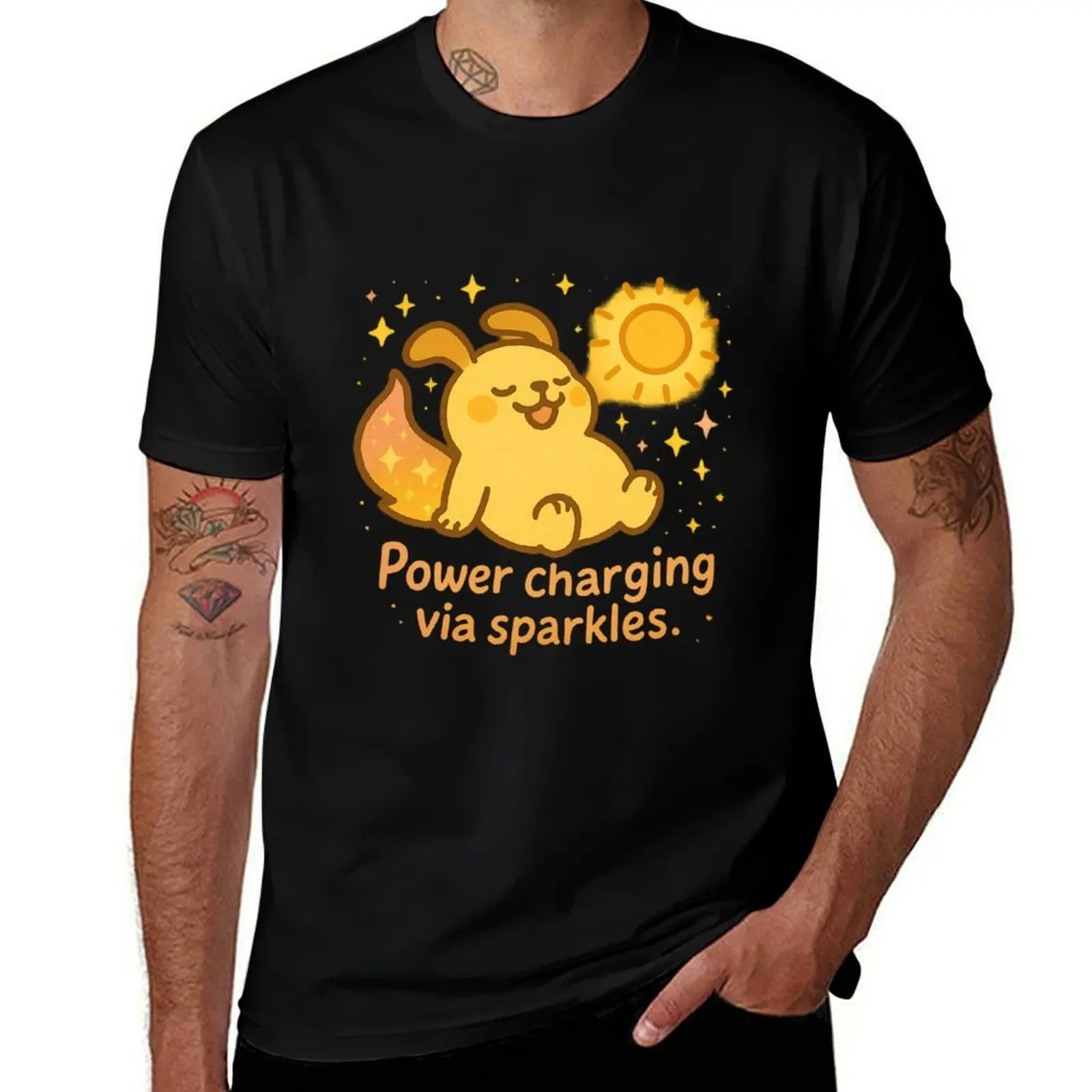 

Golden Retriever Sunbathing Sparkle Charging Cute Dog T-Shirt baggy shirts oversizeds sweat shirts, men