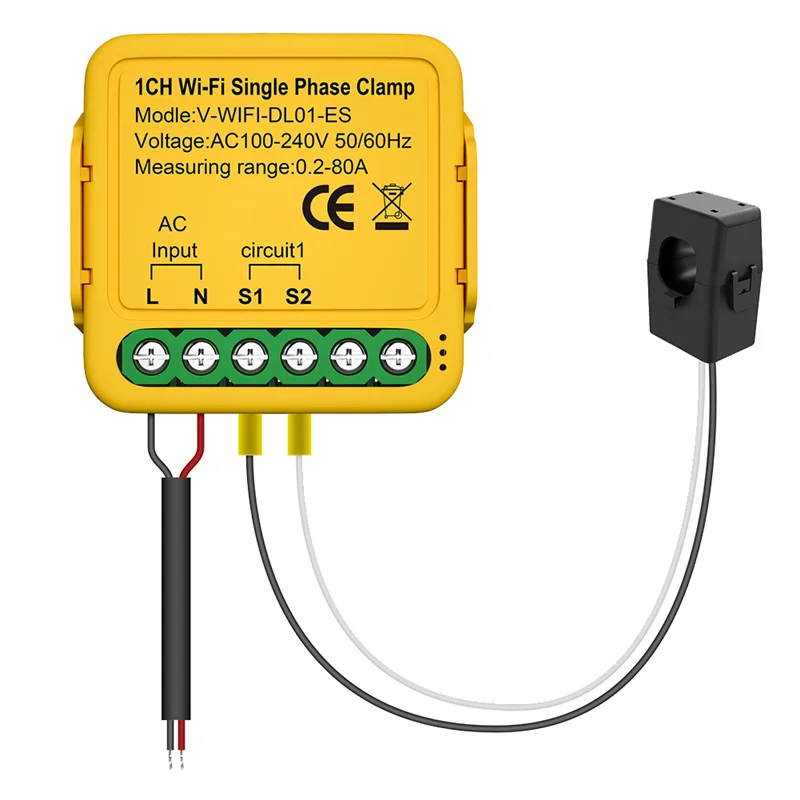 1 buah 1CH Pemberitahuan Otomatisasi Monitor Arus Energi Real-Time Kehidupan Cerdas Remote Control Kuning