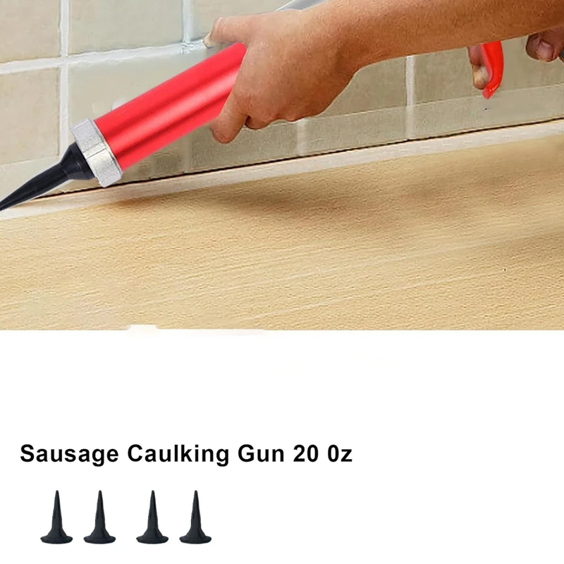 2 Pack Sausage Caulking-Gun, Sausage-Gun Caulking-Gun, 20 Oz Sausage Tube-Gun Caulking-Gun,With 4 Cone Nozzle