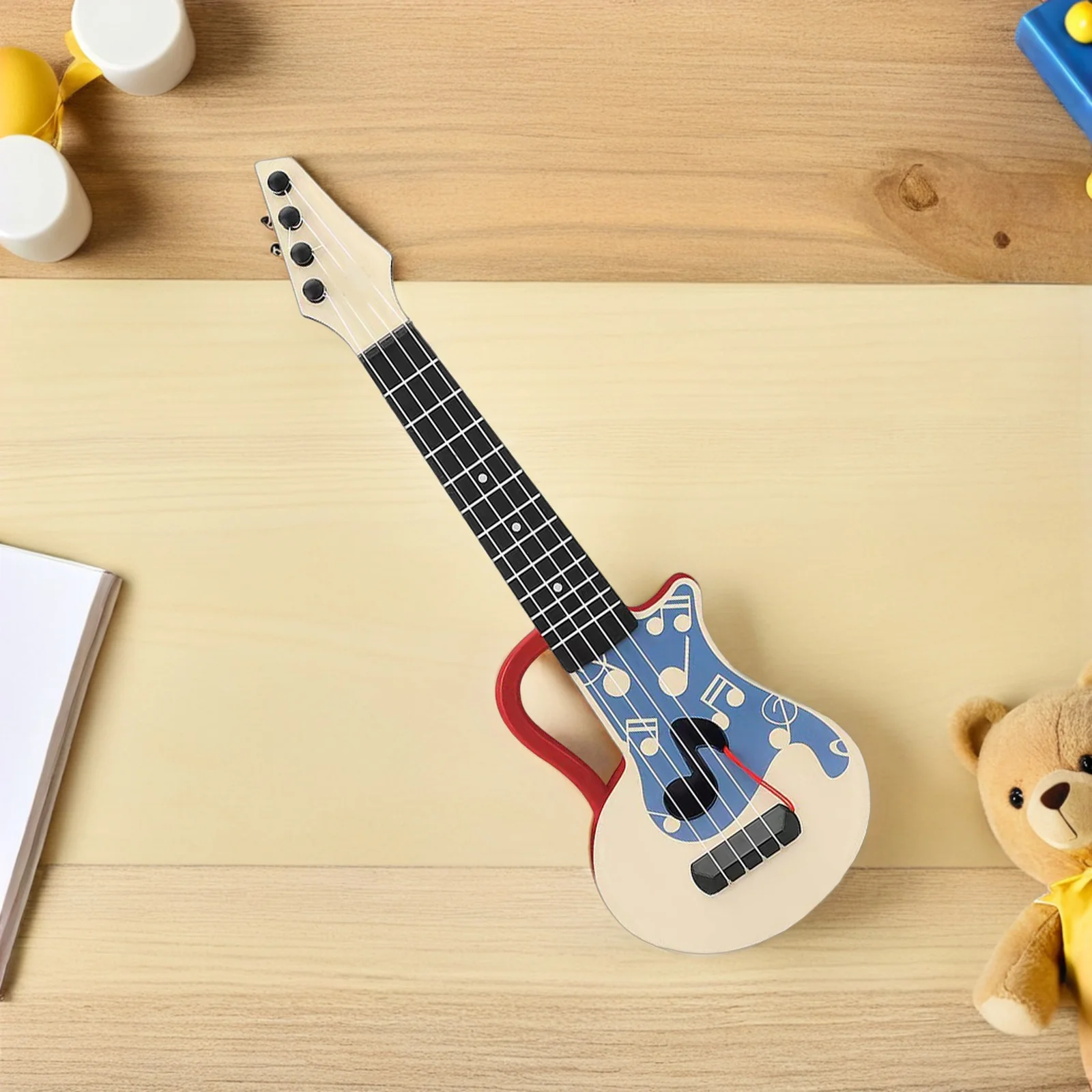 Ukulele infantil portátil, instrumento musical para iniciantes, jogo educacional, plástico, nylon, forte, não é fácil de quebrar, artístico exclusivo