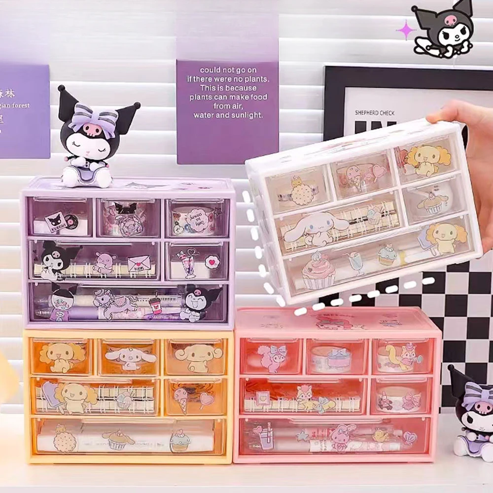 

Grid Drawer Desktop Organizer Makeup Stationery Storage Cosmetic Box for Dormitory with Divided Compartments