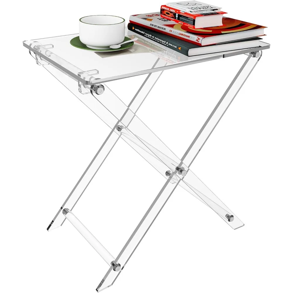

Folding TV Tray Table - 23 High Acrylic Table, Foldable Desks for Small Spaces, Living Room, Bed Room, TV Dinner Table w