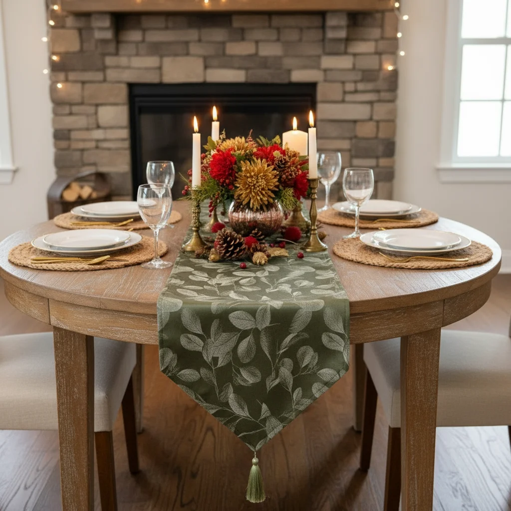 Camellia Casa] Velvet Table Runner Double Layer Deep Green