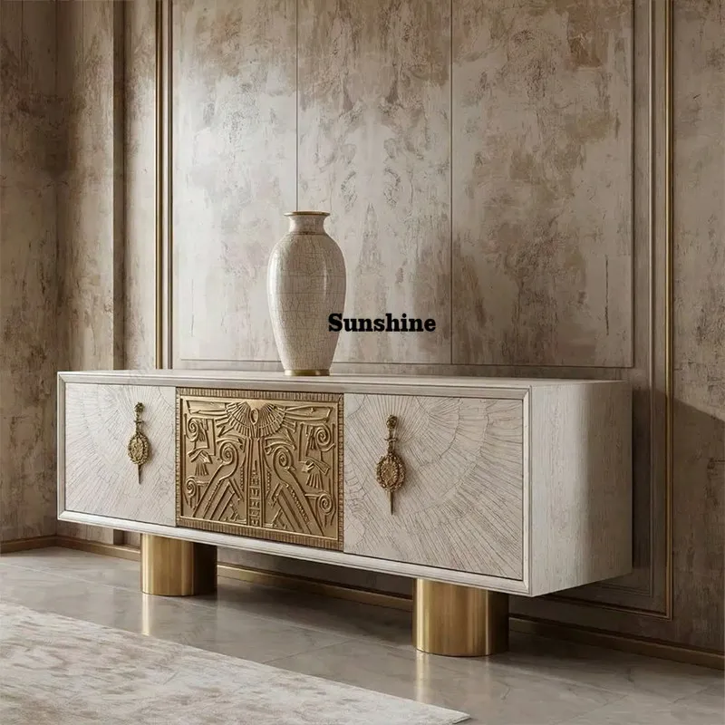 

Американский светлый роскошный буфет из цельного дерева для гостиной, настенное украшение для хранения вещей, входной шкаф