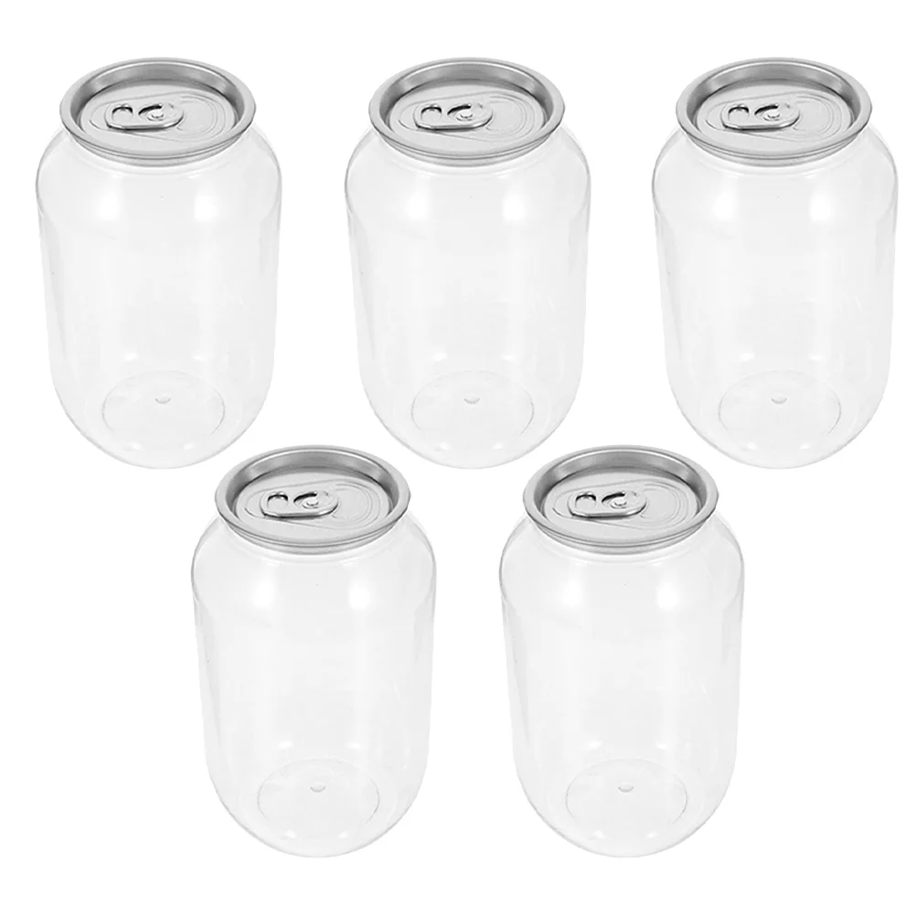 5 PCS Cans Empty Juice Containers Juicer Machines Bottles with Caps Water Plastic Clear Beverage Fruit