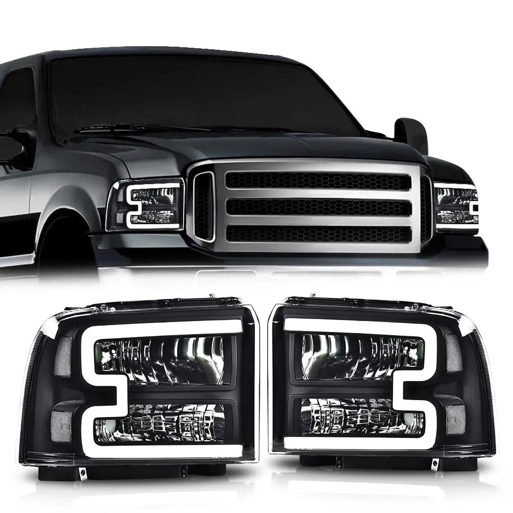 Led Drl Bar Headlights Assembly Replacement for 2005-2007 Ford F250 F350 F450 F550 Super Duty/2005 Excursion Chrome |   Crossdesign