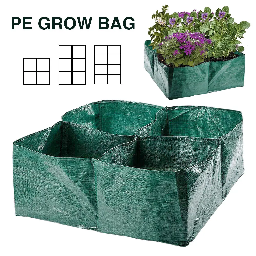 

4/6/8 Grid PE Square Planting Bags Plants Pots Durable Split Garden Beds for Vegetable Strawberry Outdoor Home Planter Container