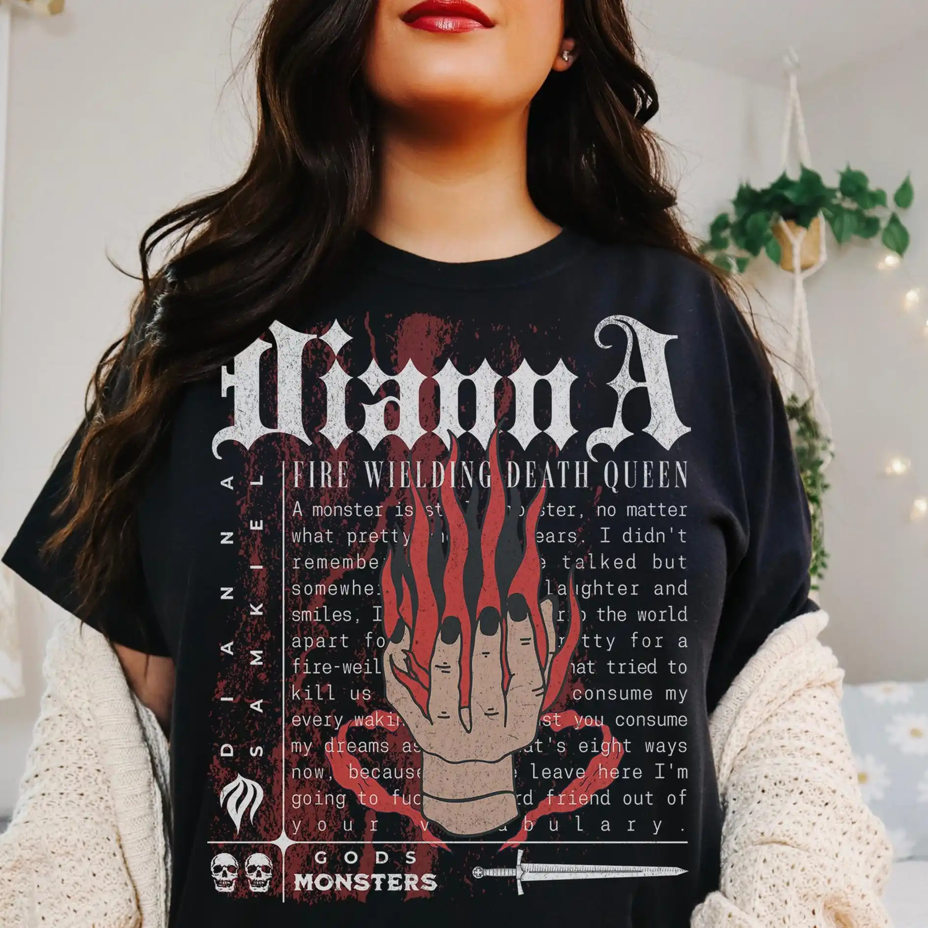 Dianna Fire Wielding Death Queen Shirt - Gods and Monsters Book of Azrael Amber Nicole Romantasy