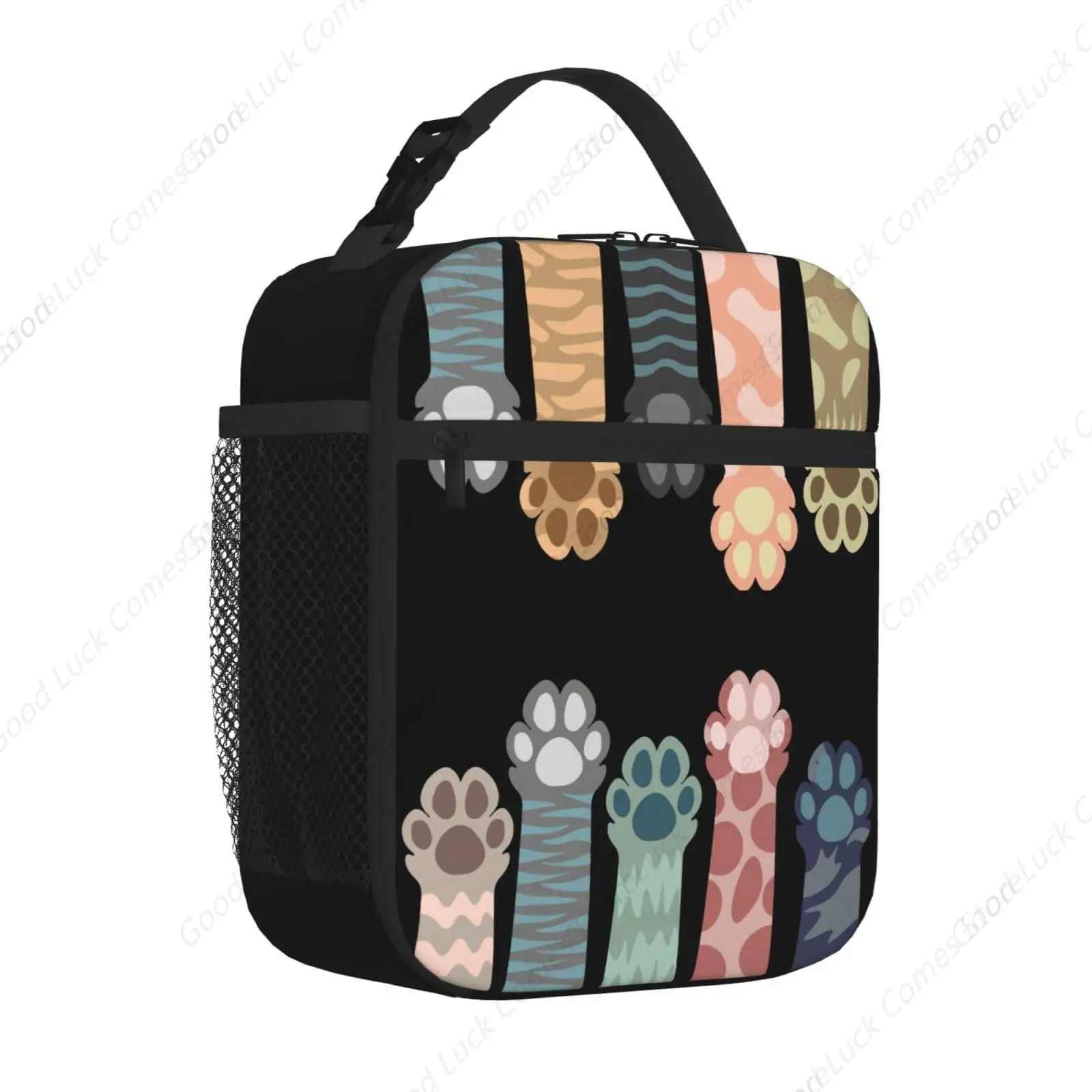 Cute Colorful Cat Paws Insulated Lunch Bag,Kids Lunch Box For Girls Boys Teen,Kid Lunch Box Cooler Bag With Front Pocket