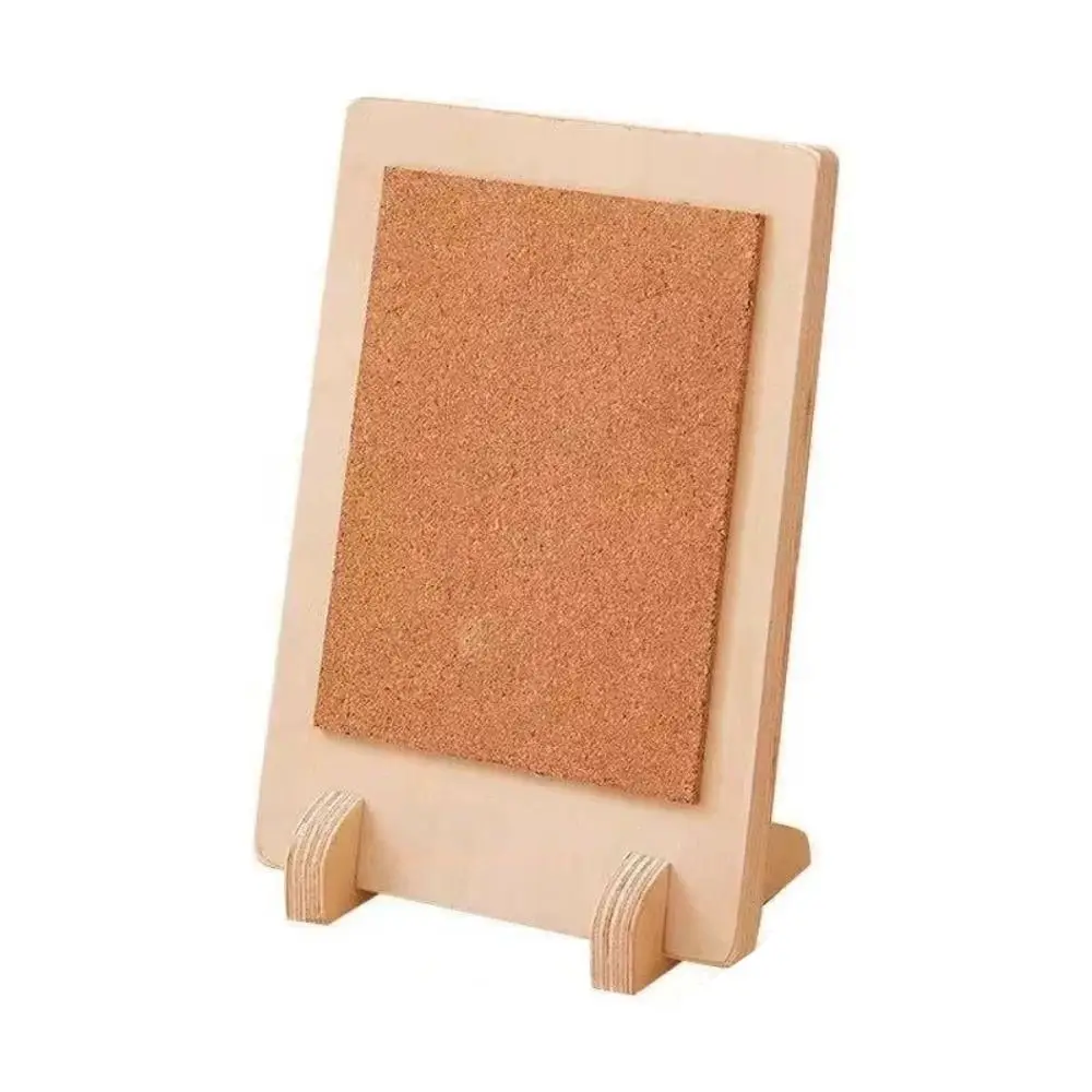 Solid Wood Cork Message Board Stable Soft Cork Tabletop Display Stand Free Standing Multi-Purpose Notice Pin Memo Rack