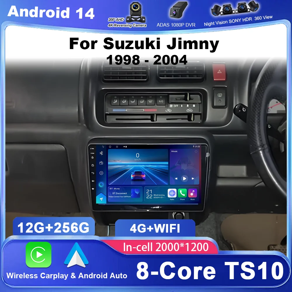 

Car DVD Android 15 Stereo Radio For Suzuki Jimny 1998 -2004 Auto Bluetooth High-Performance CPU Multimedia Video Player 5G WIFI