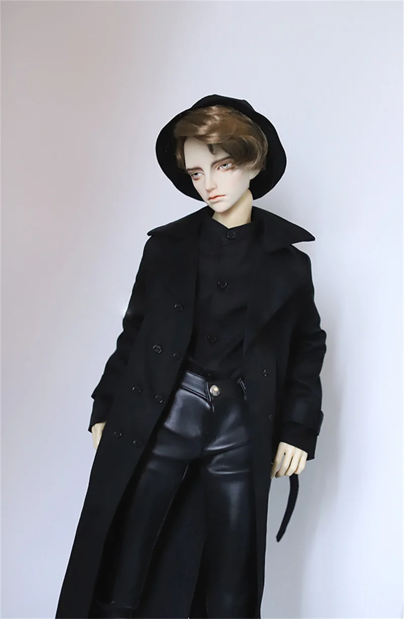 BJD coat Double-breasted black trench coat with belt suitable for 1/3 1/4 BJD SD17 POPO68 Uncle SSDF doll accessories doll coat