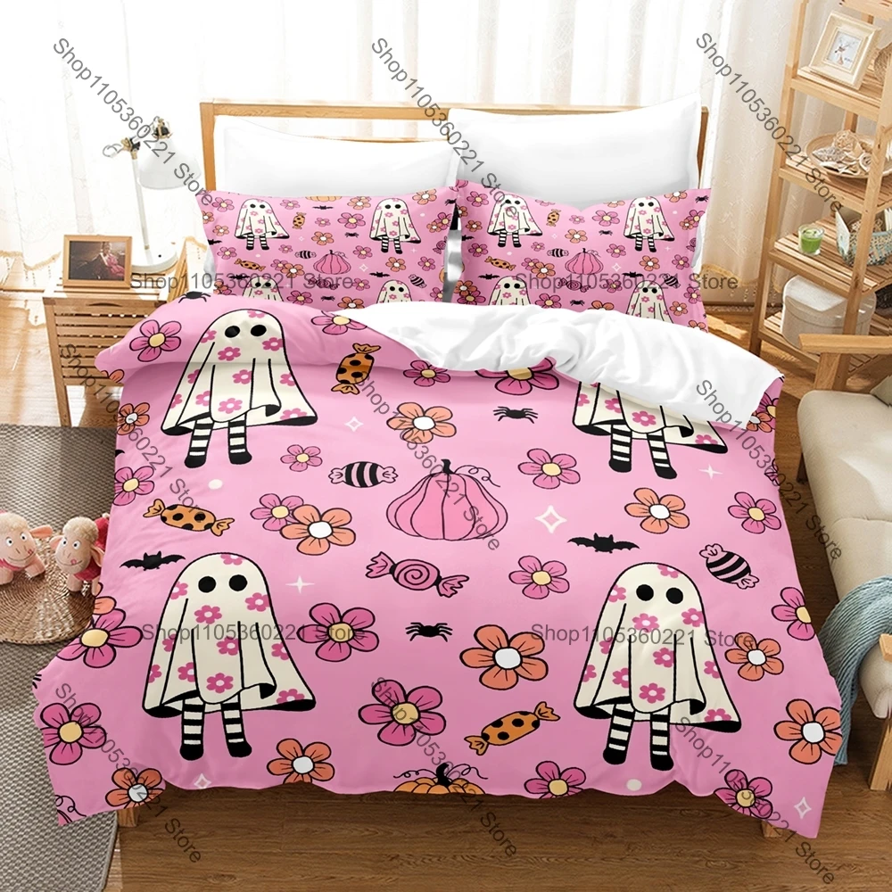 Christmas Ghost skeleton Bedding Set Single Twin Full Queen King Size Bed Set Adult Bedroom Duvetcover Sets Anime Bed Sheet Set