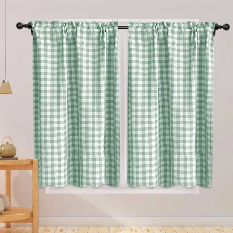 Fresh Style Checkered Cloth Short Curtain Suitable for Cabinets Living Rooms Kitchens Windows Home Daily Decoration 1/2PCS
