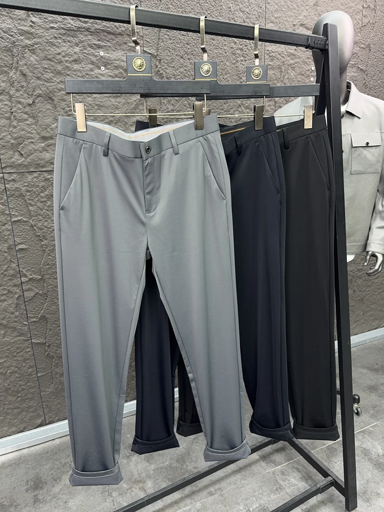 

Svip Men's Slim Fit Straight Leg Casual Pants Faionable Urban Sle Spring Breathable Elastic Pure Color Comfortable Silk