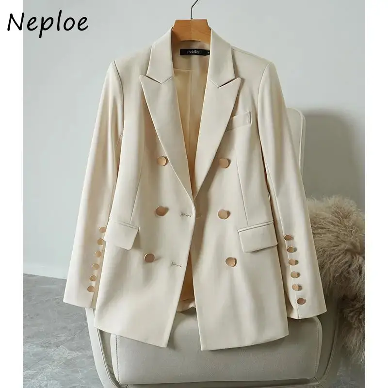 Neploe elegante doppiopetto 2024 primavera nuovi Blazer donna manica lunga colletto dentellato cappotti donna ufficio Lady Blazer giacche