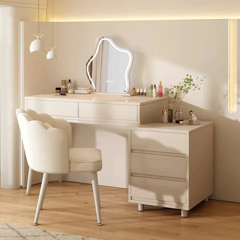 Lights Mirror White Dresser Bedroom Modern Minimalist Nordic Vanity Tables Makeup Storage Tavoli Da Trucco Home Furniture LJ50DT