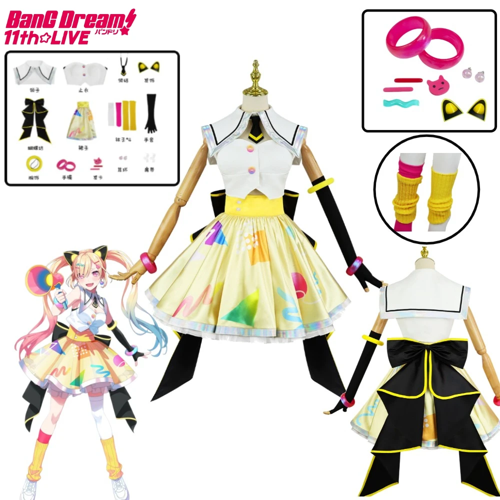 

BanG Dream! Mugendai Nakamachi Arale Cosplay Costume Colorful Cute Lolita Stage Performance Outfit Bracelet Prop for Comic Con