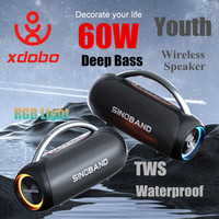 Xdobo Bluetooth Speaker Wireless Subwoofer 60W Power Bass Sinoband Youth IPX5 RGB Atmosphere Party Outdoor Camping Music Box