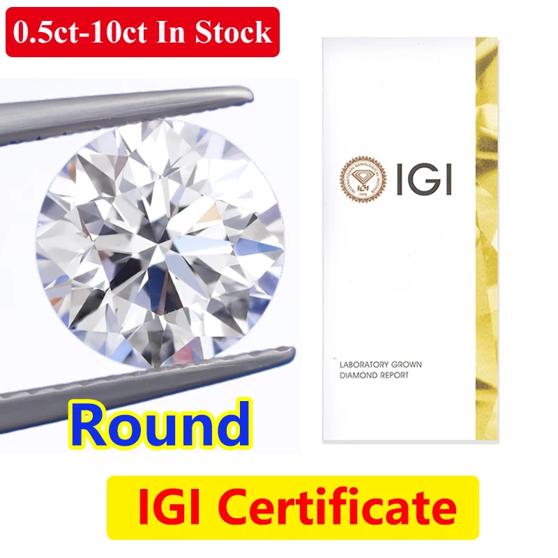 Lab Grown Diamond Loose Stones 0.55CT IGI Certified HPHT CVD DEF VVS VS Multi Shape Round Oval Heart Pear Princess Cushion Emerald Marquise