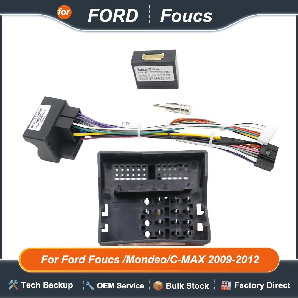 

16-контактный адаптер жгута проводов Canbus Box для Ford Foucs/Mondeo/C-MAX 2009-2012, радиоприемник Android 2 Din, GPS, Wi-Fi, видеоплеер