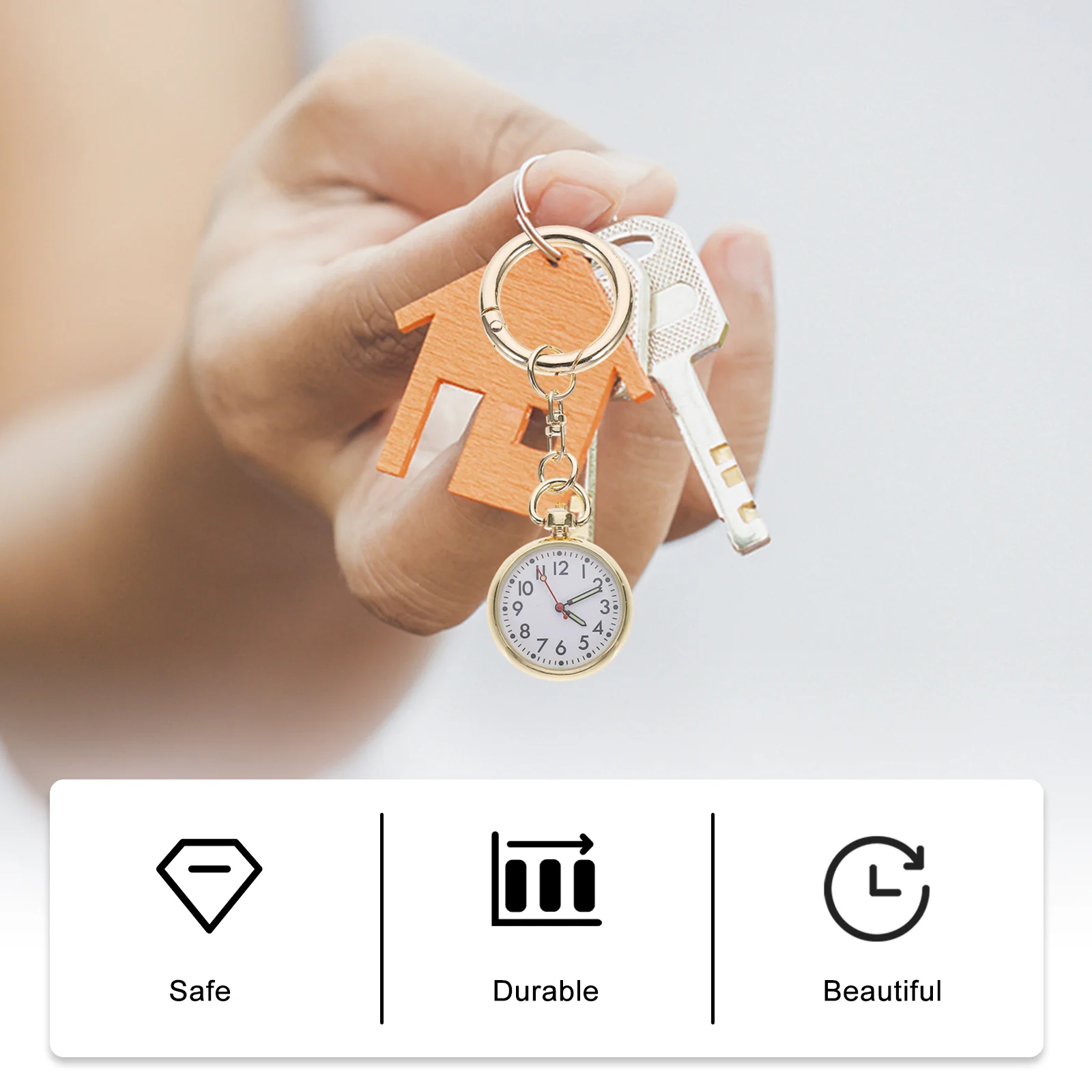 ساعة جيب معلقة بأرقام واضحة، تصميم بسيط وأنيق، حلقة مفاتيح محمولة، ساعة ممرضة، هدية مثالية لكبار السن والنساء والرجال