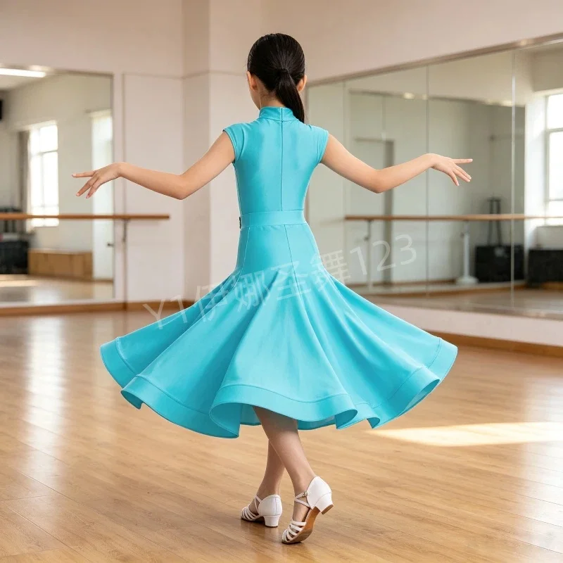 New Modern Dance Skirt Suit Competition Performance Art Test Dress Gb Dance Suit Children's Waltz Ballroom Dance Dress