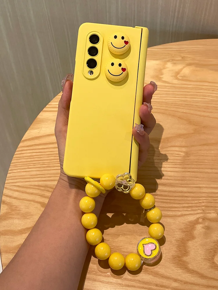 For Samsung Galaxy Z Fold 7 6 5 Case Smile Chain Phone Case Z Fold 4 3 Hinge Protective Cover