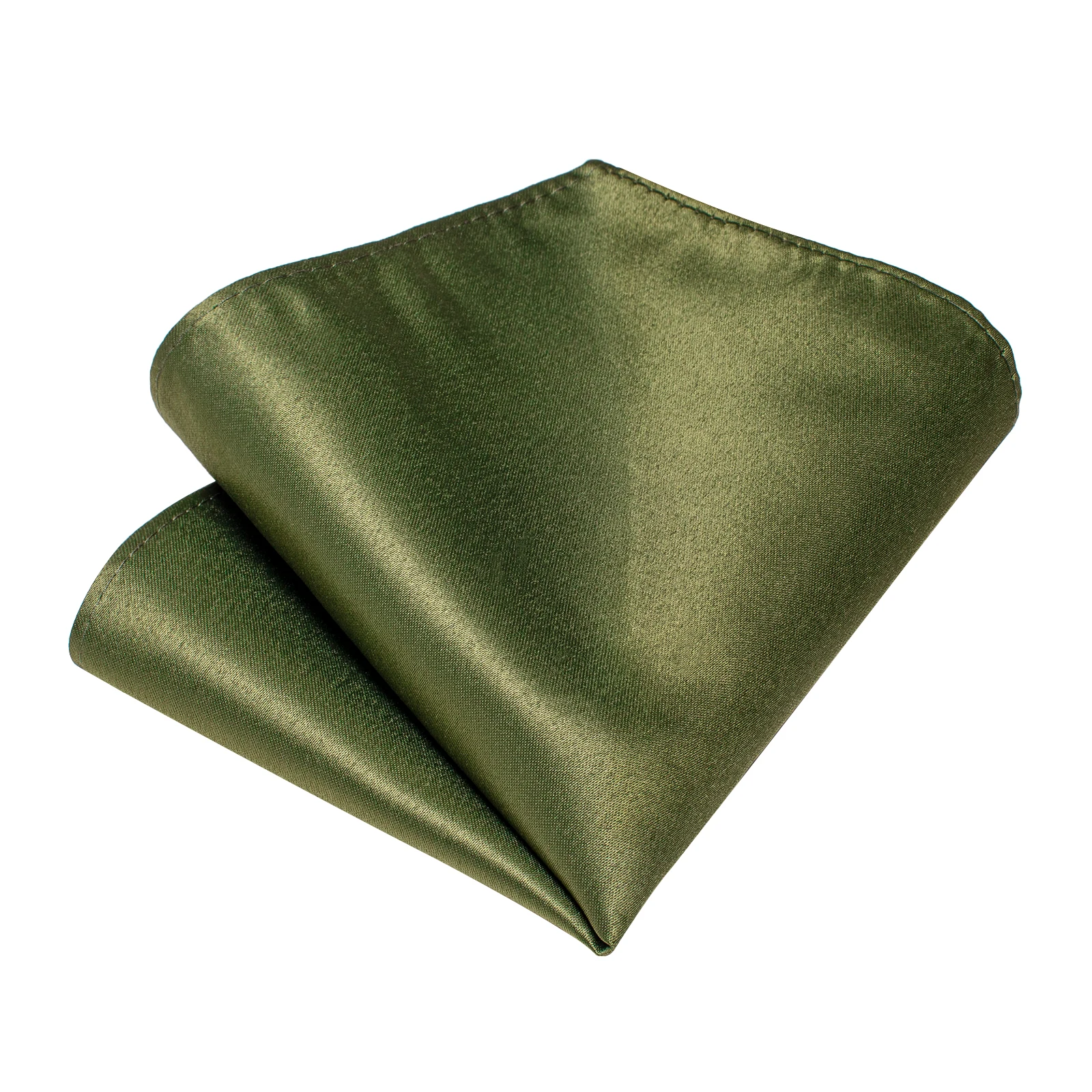 Olive Green Solid Ties for Men, Pocket Square Set
