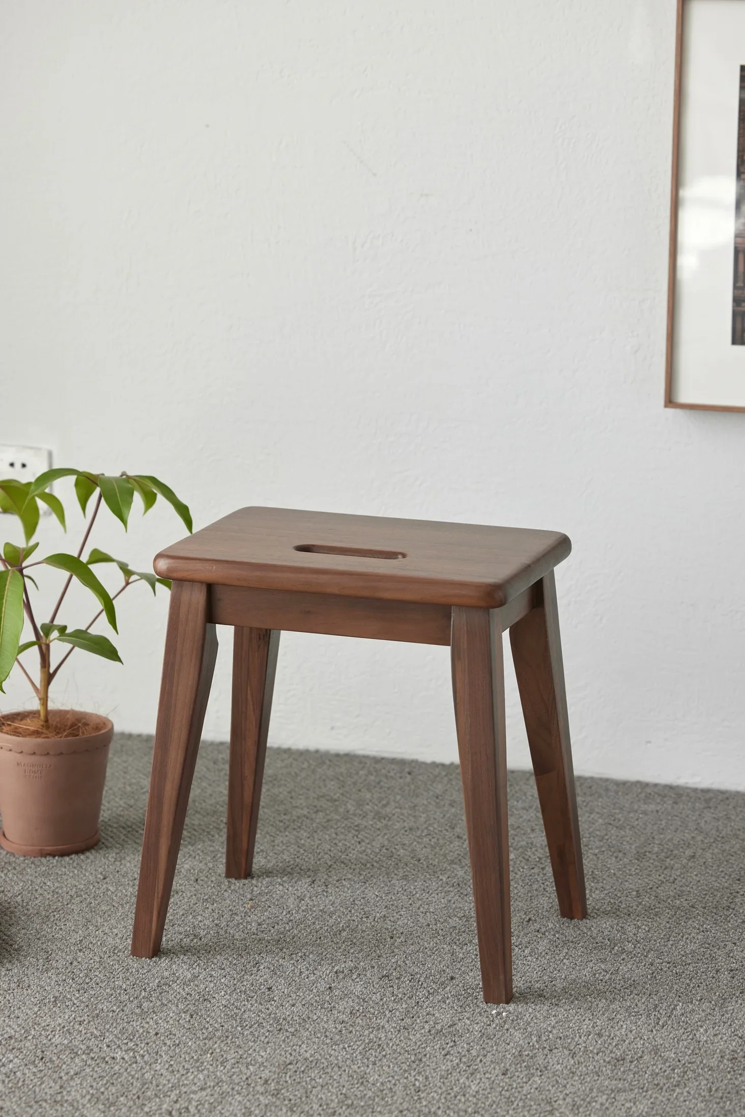 

Furniture Modern Dressing Table Stool Solid Black Walnut Wood Dressing Stool