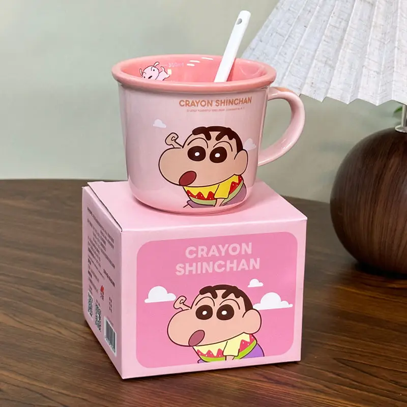 Simpatico cartone animato Kawaii Crayon Shin-Chan autentico tazza di ceramica 2024 nuova tazza d'acqua scala ufficio specifica tazza di caffè tazza di latte regalo