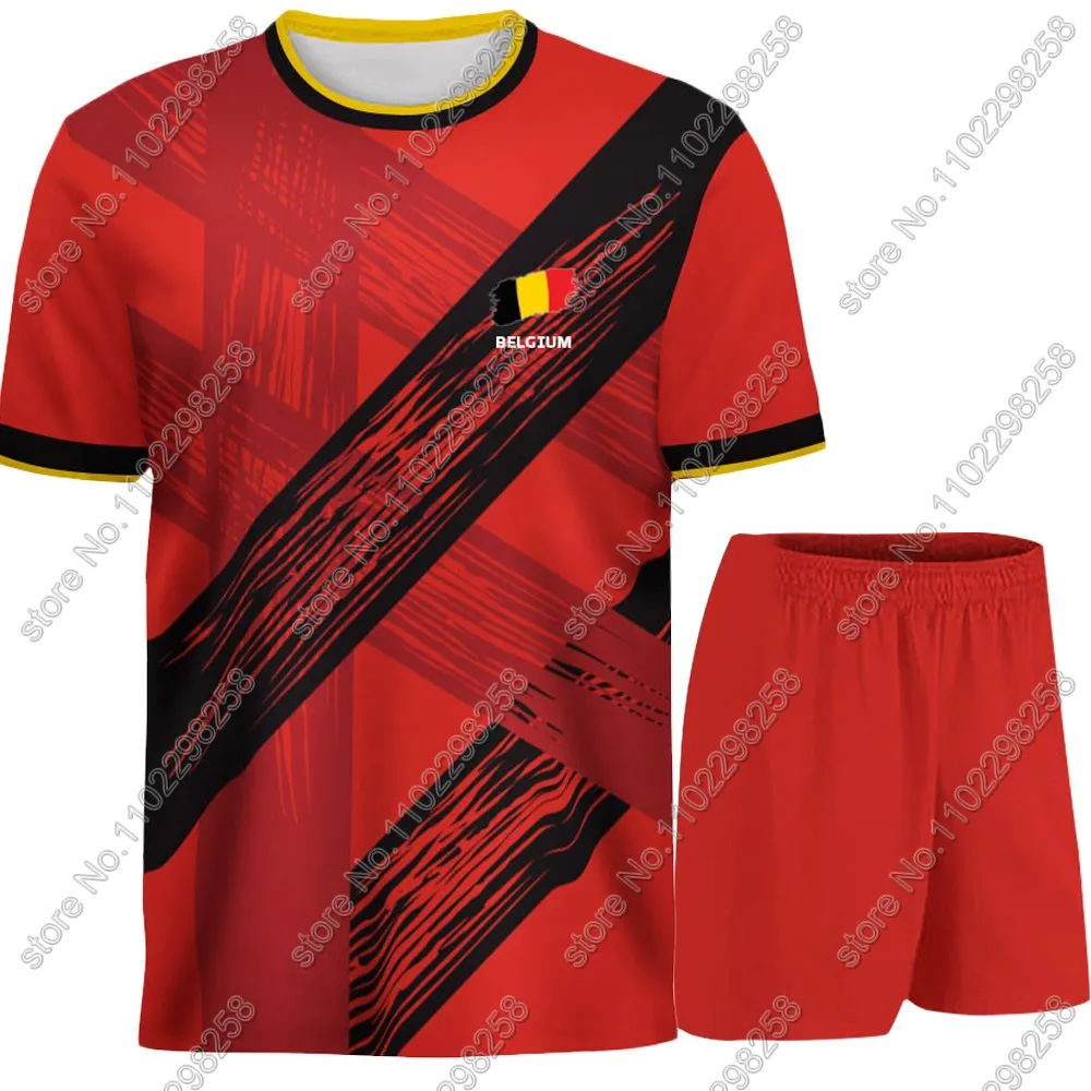 Maillot Belgium National Jersey team Fans 2024 T Shirts 3D Print Mens Shorts Running Streetwear Casual Training Suit Clothe