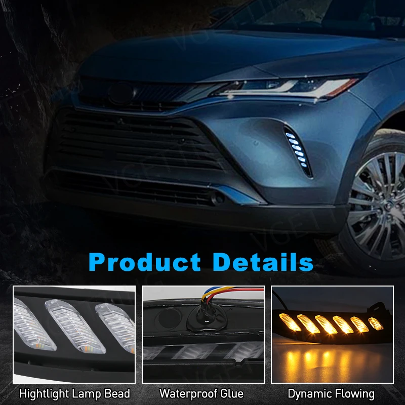 Unbranded LED Daytime Running Lights / Fog DRL For 2021-2025 Toyota Venza Harrier – 2-Piece Set, Cold White, 12V, DOT