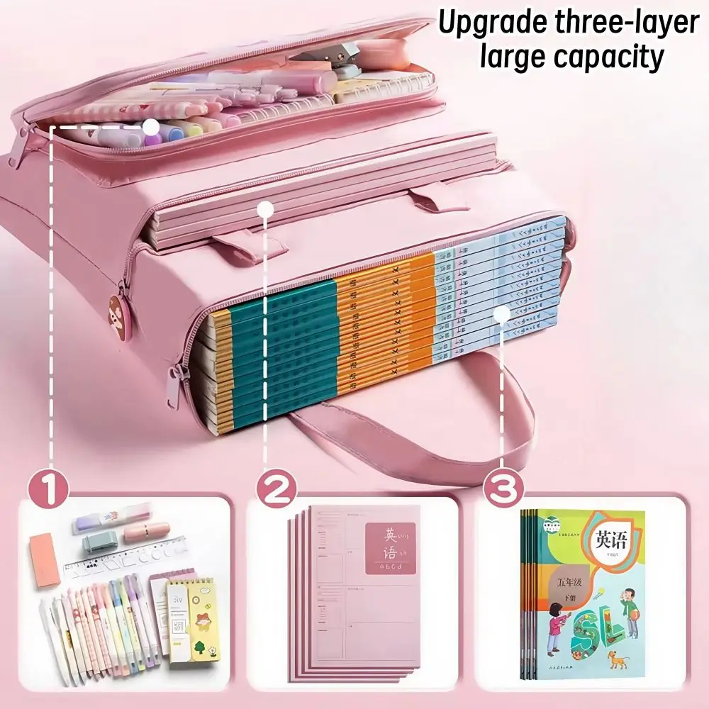 Kawaii Capybara Tote School Bag Handheld Cartoon Capybara Tutorial Bag Portable Cute Panda Book Storage Bag Artwork Storage Bag