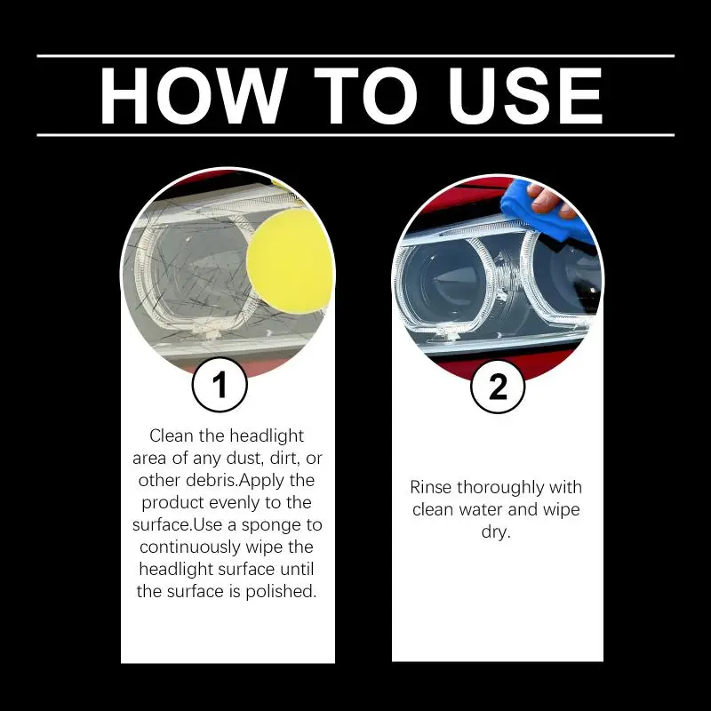 Headlight Restoration Kit 100ML for All Vehicles Comes with Sponge Removes Yellow Oxidation for Cars Trucks SUVs Motorcycles